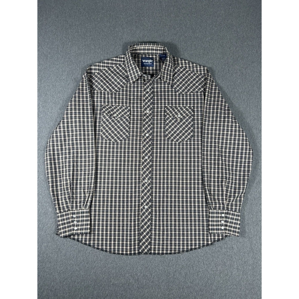 VTG Wrangler Western Shirt Plaid Snap Button Long Sleeve XL